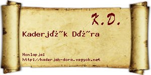 Kaderják Dóra névjegykártya